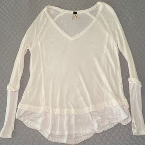 Free People, long sleeve white top with thumb holes